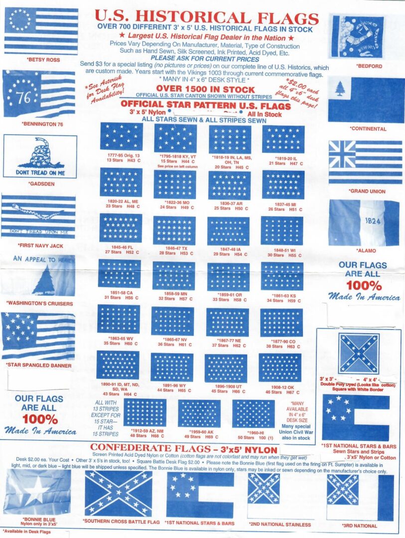 US Historical Flags